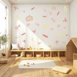 Boho Abstract Wall Decals For Nursery, Neutral Kids Room Stickers, Modern Peel & Stick Decor, Playroom - thumbnail 3