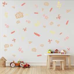 Boho Abstract Wall Decals For Nursery, Neutral Kids Room Stickers, Modern Peel & Stick Decor, Playroom - thumbnail 1