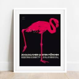 Vintage Ludwig Hohlwein Zoo Poster Pink Flamingo Giclee Art Print - thumbnail 3