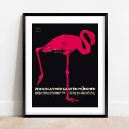 Vintage Ludwig Hohlwein Zoo Poster Pink Flamingo Giclee Art Print - thumbnail 2