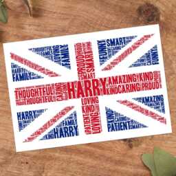 Personalised Union Jack Flag Word Art Print, Family Custom Wall Framed Picture, Present For Couples Nl - thumbnail 3