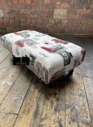 Multicolour Printed Ottoman Footstool Handmade Storage Bench - thumbnail 2