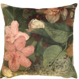 Floral Roses Velvet Cushion Cover Golden Age Art Throw Pillow - thumbnail 2