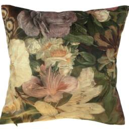 Floral Roses Velvet Cushion Cover Golden Age Art Throw Pillow - thumbnail 3