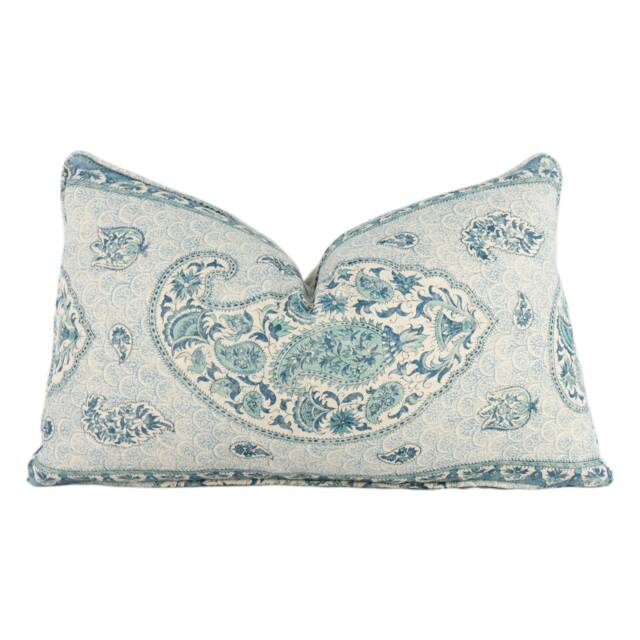 Gp & J Baker - Coromandel Blue Intricately Detailed Kashmir Paisley Designer Cushion Cover Luxury Throw Pillow Handmade Home Decor - image 1