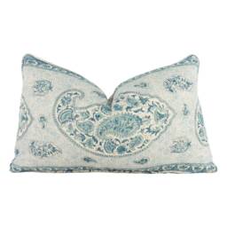 Gp & J Baker - Coromandel Blue Intricately Detailed Kashmir Paisley Designer Cushion Cover Luxury Throw Pillow Handmade Home Decor - thumbnail 1
