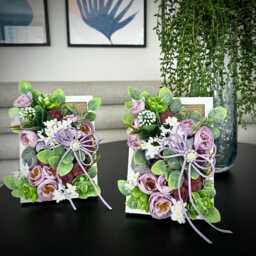 3D Floral Tropical Garden Wall Decor Handmade Flower Arrangement Succulent Free Standing Shelf Art Modern Botanical Table Centrepiece - thumbnail 2