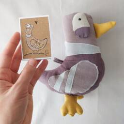 Handmade Linen Pigeon Plush Toy Glen Heirloom Stuffed Animal - thumbnail 2