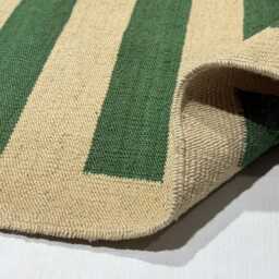 Handmade Green Striped Kilim Rug, Natural Wool Flatweave, Bohemian Decor - 6x8 Ft - thumbnail 4