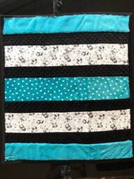 Handmade Modern Baby Minky Blanket Blue & Black Panda Bear With White Polka Dots - thumbnail 1