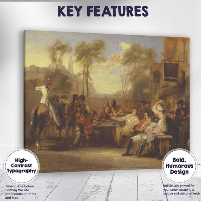 Historic Town Square Gathering Classical Figurative Painting Canvas Wall Art Print Decor Picture Ready To Hang - image 1