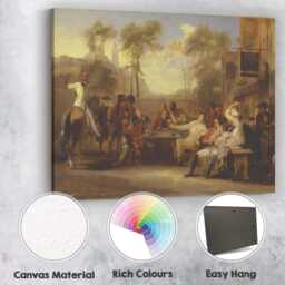 Historic Town Square Gathering Classical Figurative Painting Canvas Wall Art Print Decor Picture Ready To Hang - thumbnail 2