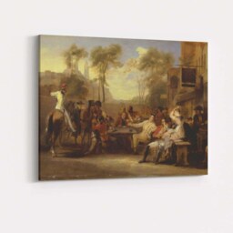 Historic Town Square Gathering Classical Figurative Painting Canvas Wall Art Print Decor Picture Ready To Hang - thumbnail 4