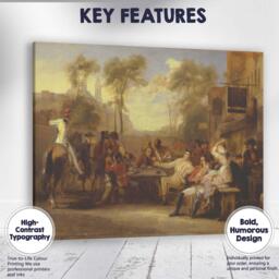 Historic Town Square Gathering Classical Figurative Painting Canvas Wall Art Print Decor Picture Ready To Hang - thumbnail 1
