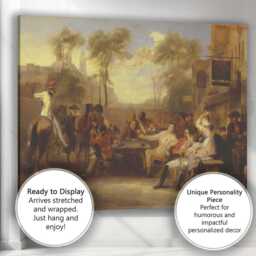 Historic Town Square Gathering Classical Figurative Painting Canvas Wall Art Print Decor Picture Ready To Hang - thumbnail 3