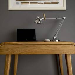 Small Computer Desk With Drawer, Mid Century Desk, Solid Oak Office Industrial Writing Handmade Work - thumbnail 2