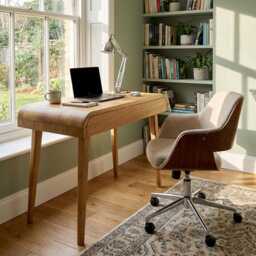 Small Computer Desk With Drawer, Mid Century Desk, Solid Oak Office Industrial Writing Handmade Work - thumbnail 3