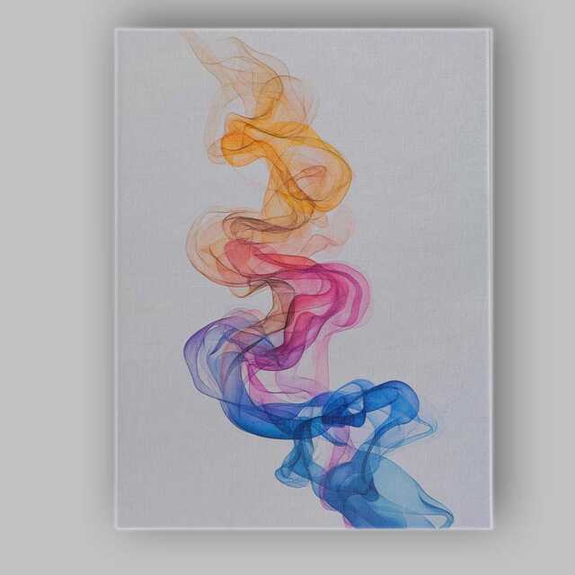 Abstract Flowing Colourful Smoke Ribbon Digital Art Canvas Wall Print Decor Picture Ready To Hang - image 1