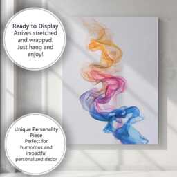 Abstract Flowing Colourful Smoke Ribbon Digital Art Canvas Wall Print Decor Picture Ready To Hang - thumbnail 3