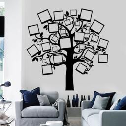 Wall Vinyl Decal Family Tree With Square Picture Frames On Branches For Children Modern Home Decor - #1149Dz - thumbnail 2