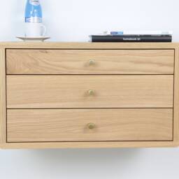 Handmade Solid Oak Floating Nightstand With Drawers - thumbnail 2