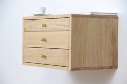 Handmade Solid Oak Floating Nightstand With Drawers - thumbnail 1