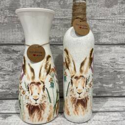 Hare Light Up Bottle & Matching Vase - Hares, Rabbits, Spring , March Hare Mother's Day Gift - thumbnail 3