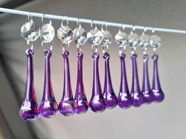 Purple Chandelier Drops Glass Crystals Droplets Gothic Chic Orb Beads Vintage Christmas Tree Wedding Light Lamp Spare Parts Prisms Hot - image 1