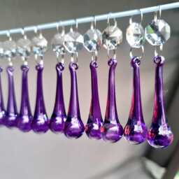 Purple Chandelier Drops Glass Crystals Droplets Gothic Chic Orb Beads Vintage Christmas Tree Wedding Light Lamp Spare Parts Prisms Hot - thumbnail 2