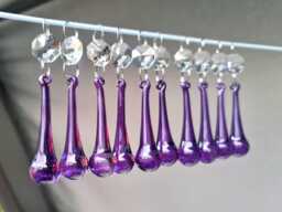 Purple Chandelier Drops Glass Crystals Droplets Gothic Chic Orb Beads Vintage Christmas Tree Wedding Light Lamp Spare Parts Prisms Hot