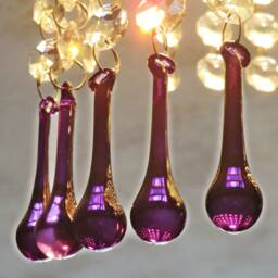 Purple Chandelier Drops Glass Crystals Droplets Gothic Chic Orb Beads Vintage Christmas Tree Wedding Light Lamp Spare Parts Prisms Hot - thumbnail 4