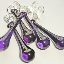 Purple Chandelier Drops Glass Crystals Droplets Gothic Chic Orb Beads Vintage Christmas Tree Wedding Light Lamp Spare Parts Prisms Hot - thumbnail 3