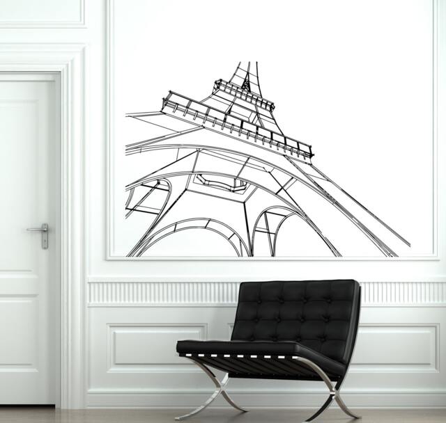 Wall Decal Paris Eiffel Tower France Romantic Love Vinyl Sticker 1815Dz - image 1