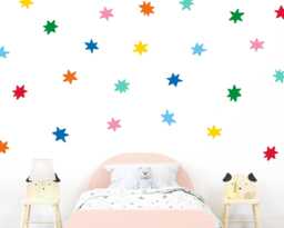 Colourful Star Wall Stickers - Pack Of 48 Whimsical Hand-Drawn Nursery & Children's Room Decor - thumbnail 1