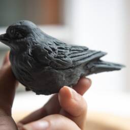 Stone Bird Incense Burner Handmade Concrete Stoneware - thumbnail 2