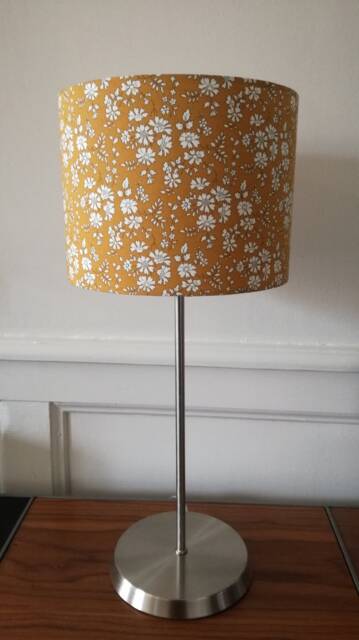 Handmade Lamp Footy Or Suspension Beige Flowers On Mustard Background Fabric Liberty - image 1