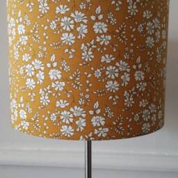 Handmade Lamp Footy Or Suspension Beige Flowers On Mustard Background Fabric Liberty - thumbnail 3