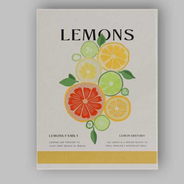 Vintage Citrus Lemons Botanical Educational Kitchen Print Canvas Wall Art Decor Picture Ready To Hang - image 1