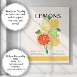 Vintage Citrus Lemons Botanical Educational Kitchen Print Canvas Wall Art Decor Picture Ready To Hang - thumbnail 3