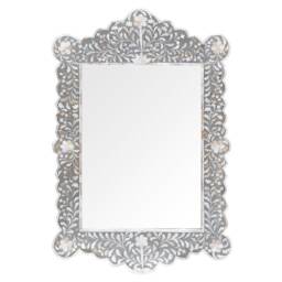 Grey Mother Of Pearl Inlaid Floral Pattern Mirror Frame With Complimentary - thumbnail 2