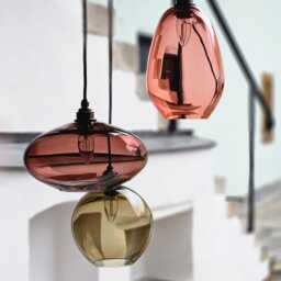 Hand-Blown Czech Glass Pendant Light. Mid-Century Modern Chandelier Cluster - thumbnail 2