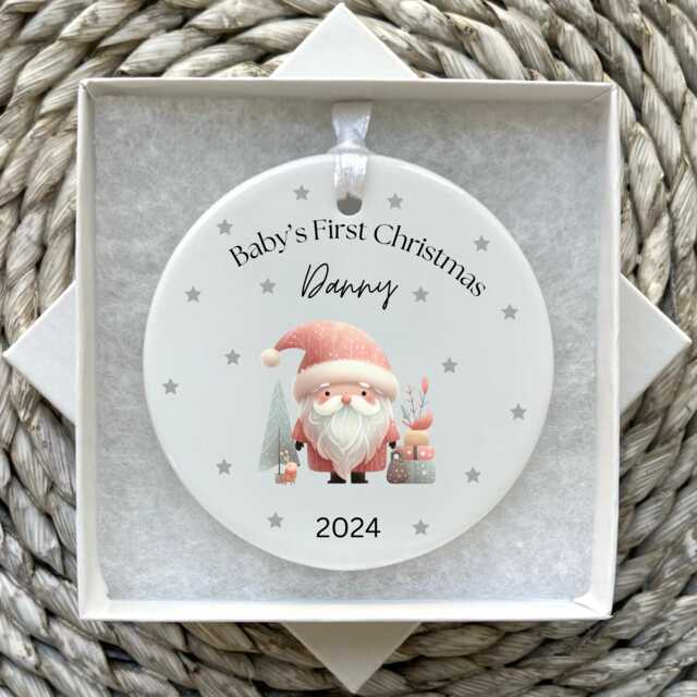 Personalised First Christmas Bauble - Ornament -Babys First Baby Xmas Tree Decoration- Secret Santa - image 1