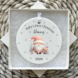 Personalised First Christmas Bauble - Ornament -Babys First Baby Xmas Tree Decoration- Secret Santa - thumbnail 1