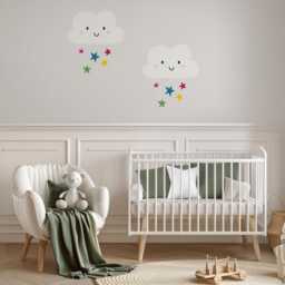 Kids Wall Decals Smiling Clouds Rainbow Stars, Nursery, Decal Kids, Baby Decals, Nursery Sticker, Decor - thumbnail 3