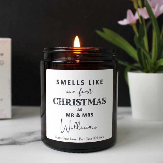 First Christmas As A Married Couple, Scented Gift Candle For Newlyweds At - image 1