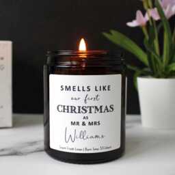 First Christmas As A Married Couple, Scented Gift Candle For Newlyweds At - thumbnail 1