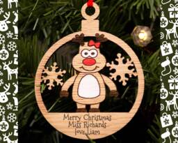 Teacher Gift, Christmas Decoration, Personalised Bauble, Endo Of Term Gift, Ornament, Tree, Xmas Tree Santa - thumbnail 1