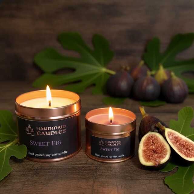 Sweet Fig Scented Candle, Soy Wax, Tin Container Fruit Home Fragrance Gift For Friend, New Couples - image 1