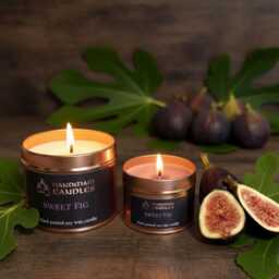 Sweet Fig Scented Candle, Soy Wax, Tin Container Fruit Home Fragrance Gift For Friend, New Couples - thumbnail 1