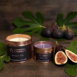 Sweet Fig Scented Candle, Soy Wax, Tin Container Fruit Home Fragrance Gift For Friend, New Couples - thumbnail 2